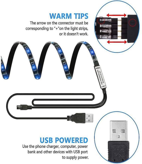 Led-strimmelbelysning 6,56ft Usb Tv-baggrundsbelysning Dc 5v Rgb-strimmelbelysning til 40 til 60