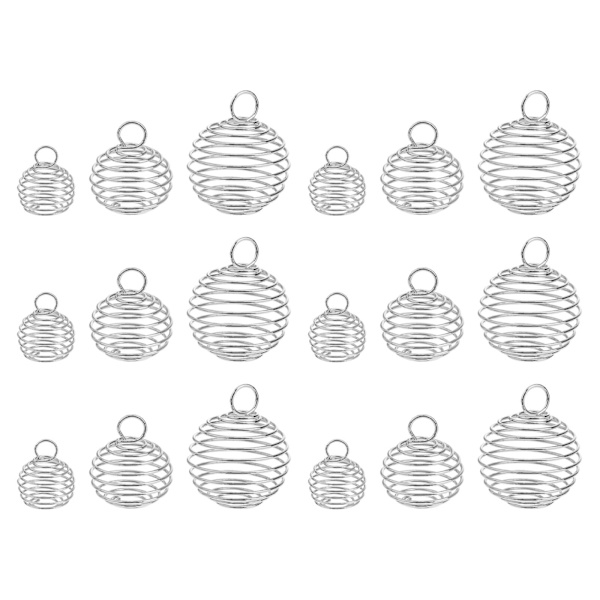 30 st spiralformade pärlbursberlocker för smyckestillverkning (silver)