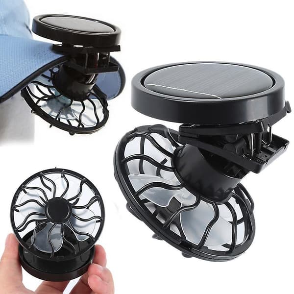 Mini-ventilator bærbar køleventilator Clip-on Outfoor solenergi campingventilator Bjergbestigning Vildmarksoverlevelseshætte Clip Cooler-ventilator