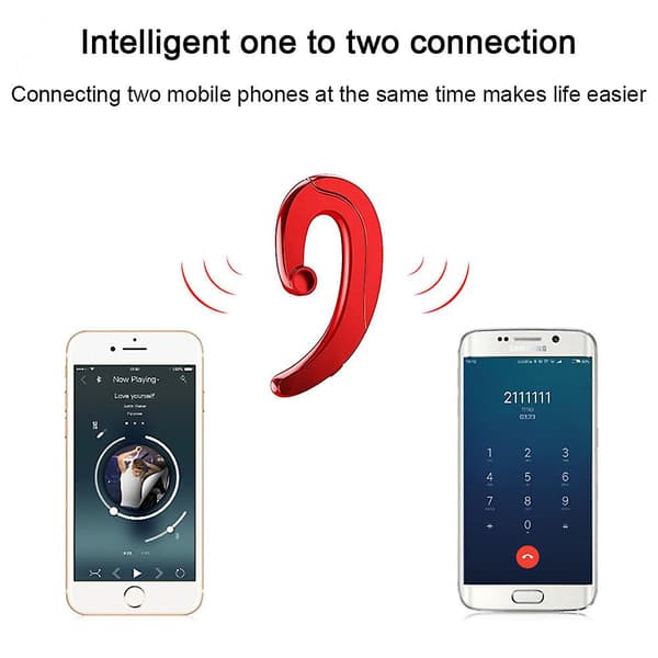 Bluetooth-headset trådlöst icke-i-örat öronmonterat enkelörat headset - rött