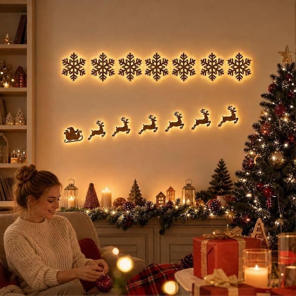 LED-ren väggdekal - Varm julstämning, enkel installation 7pcs