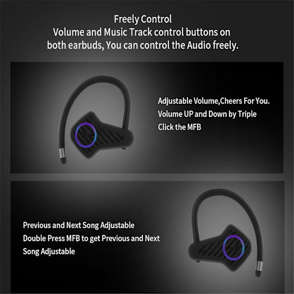 Stereo støyreduserende trådløst Bluetooth-headset med ladeetui