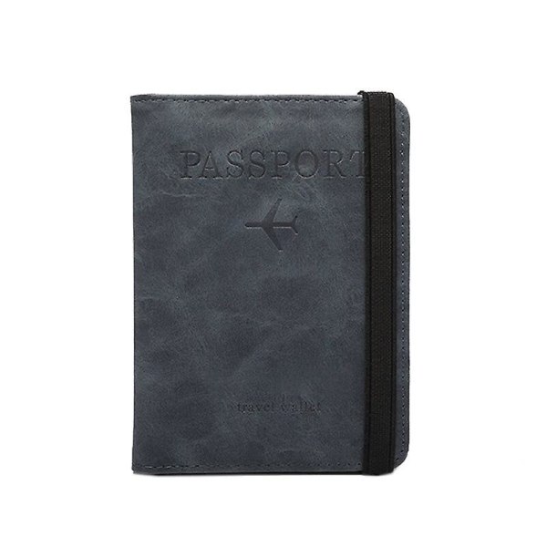 Blå passplånbok, reseförvaringsväska Passhållare Bärbar portfölj med sköld, kreditkort, ID-kort, flygbiljett, 1 bok