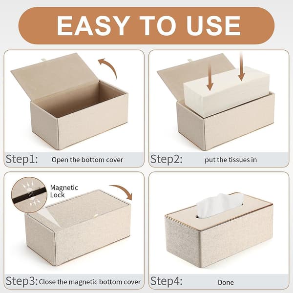 DWW-Läder Näsdukslåda, Rektangulär Näsdukslåda Näsdukslåda, Bx D x H: 25 x 13,5 x 9,5 cm (Beige)