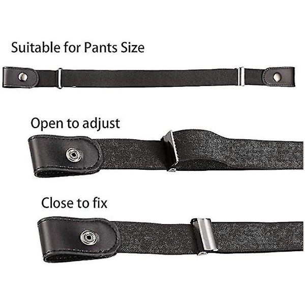Elastisk belte for damer uten spenne, fritt elastisk midjebelte kompatibelt med kvinner 60cm