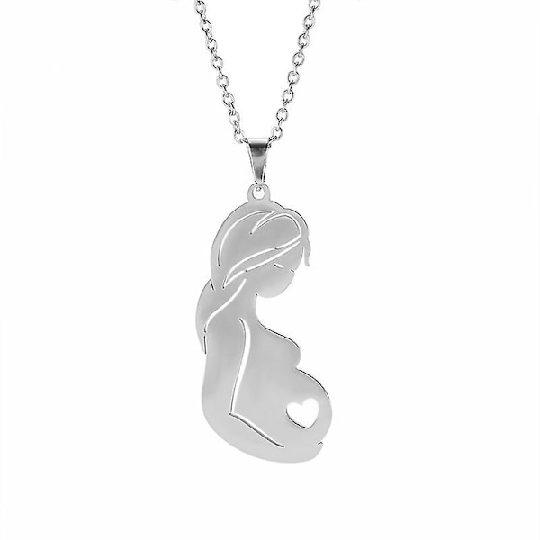 Anpassat Namn Mors Dag Halsband Personlig Anpassad Namnkedja Familj Baby Födelse Barn Mamma Gåva Rostfritt Stål Smycken (mamma och baby-2, Silver)