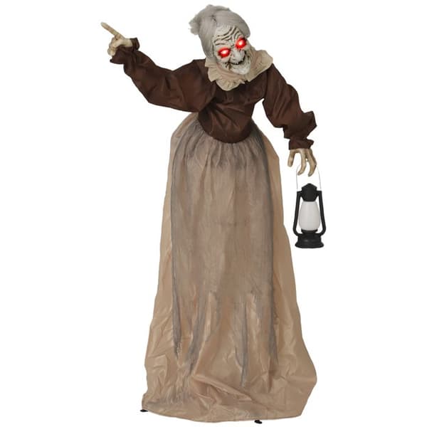 Halloween heksedekorasjon 150 cm med LED-lys, lydfunksjon, justerbare armer og hode