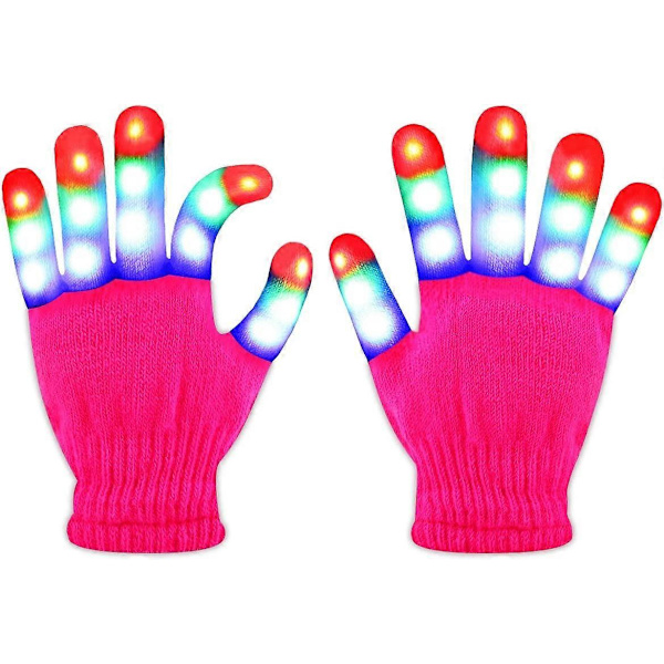 Ljusupplysta Handskar LED-Handskar Rave Coola Leksaker Presenter till Barn Tonåringar Pojkar Flickor Julstrumpor Festfavoriter (Åldrar 10-16, Rosa)