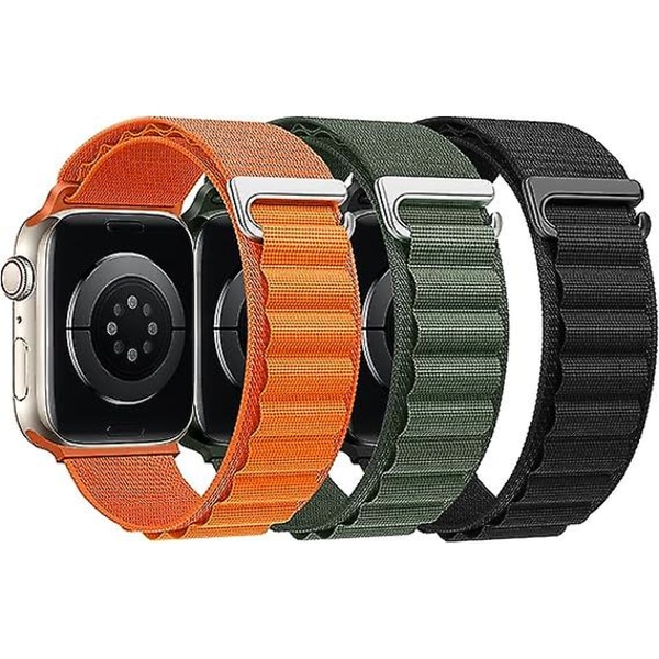 Loop nylon rem (orange, grön, svart, watch ingår ej), kompatibel med Apple Watch rem 42/44/45/49mm, Apple Watch 12345678/se/ultra-rem,