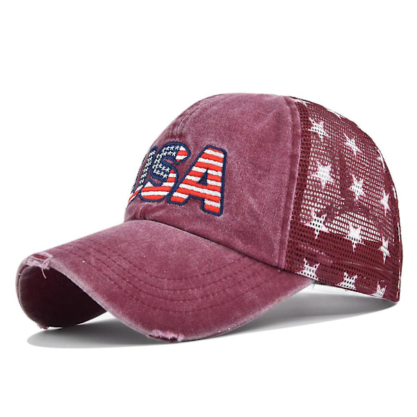 Three-dimensional Embroidery Baseball Cap Washed American Flag Embroidery Cap Mesh Cap Five-pointed Star Mesh Cap