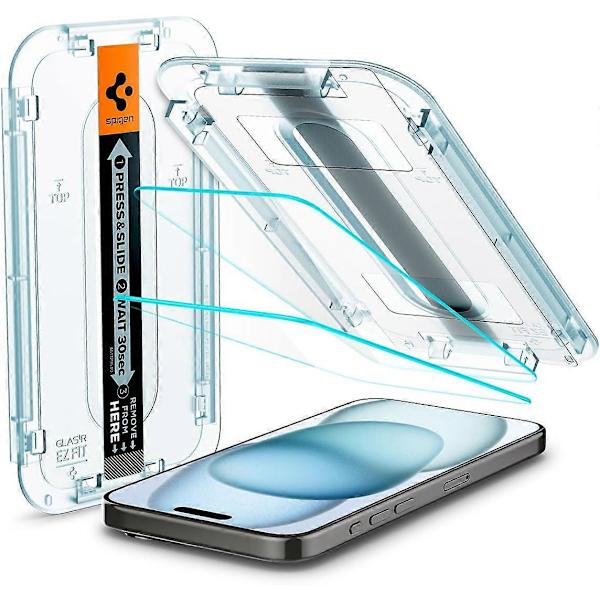 Härdat Glasskälmskydd [GlasTR EZ FIT] designat för iPhone 15 Pro Max [Fodralvänligt] - 2-pack