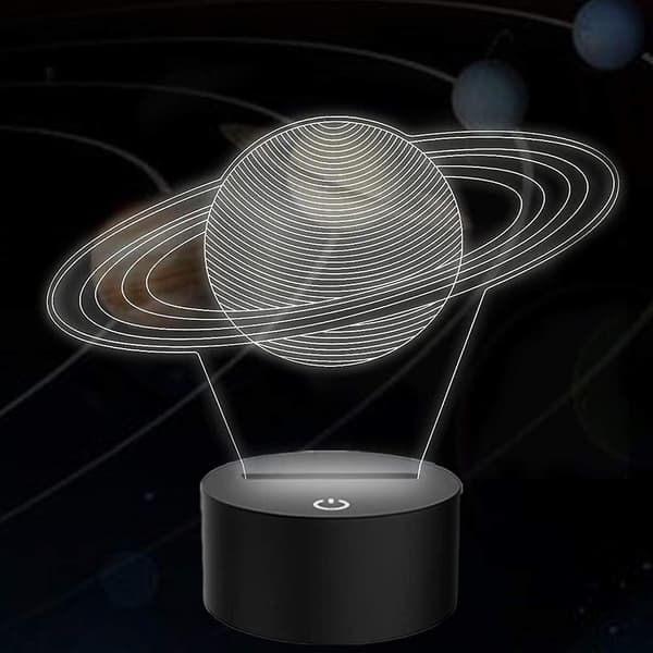 2024, 3D Saturn Ring Illusion Lamp LED Nattlampa med 7 Färger Ändring & Touch Switch USB-driven Sovrum Skrivbordslampa