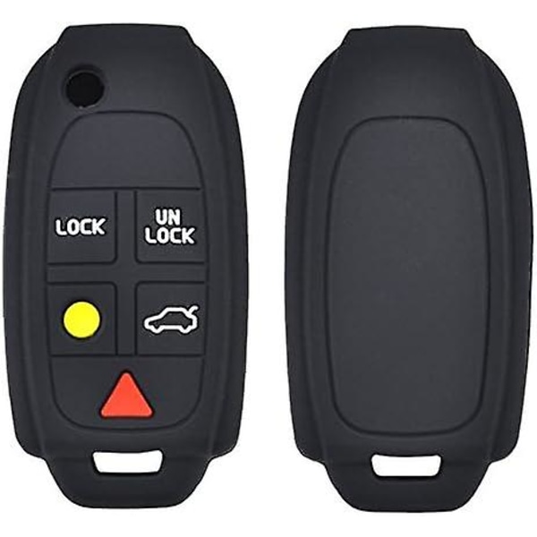 Silikon 5-knapps case för Volvo Xc90 S80 Xc70 S60 V70 Femknapps nyckellöst case med nyckelring och nyckelringskydd
