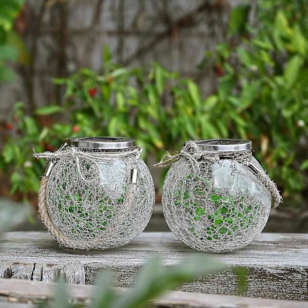 2-pack julbelysning utomhus hängande solcellslampor LED dekorativa bolljus träd solcellslampor