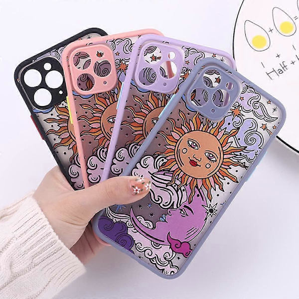 iPhone 12 Pro Max Skal 3D Sol Måne Cartoon Mönster Design Mjuk TPU Stötfångare Skyddande Telefonfodral för Flickor Kvinnor iPhone 12 Pro Max - Rosa