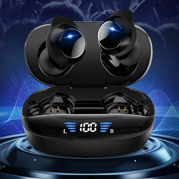 Mini Bluetooth-øretelefoner True Wireless Sports 5.2 Digital Display Hodetelefoner In-Ear Støyreduksjonshodesett