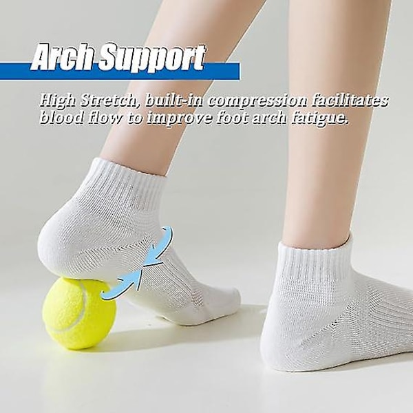 Bomullssockor för kvinnor, ankelsockor, löparstrumpor, storlek 4-8 (6 par)/svart