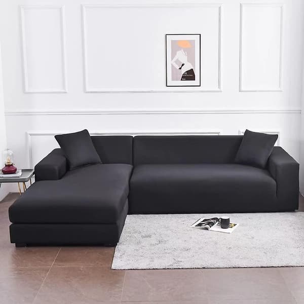 Elastiskt sofföverdrag, bekvämt stretchtyg (svart, 140-180 cm)