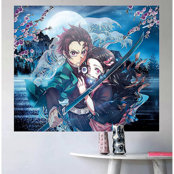 Demon Slayer Gobeläng Anime Gobeläng Cartoon Poster Bakgrund Gobeläng för Demon Slayer Fans för Presenter Konst Heminredning College Sovrum Födelsedagsfest