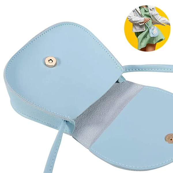 Flickor axelväska, barn söt kanin crossbody väska handväska mini prinsessa budväska plånbok med justerbar rem för barn flickor (blå)