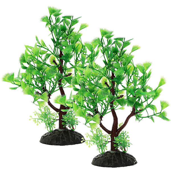 2 stk dekorative kunstige planter slitesterke akvarieplanter utskiftbare akvariedekorasjoner（15X6cm，som vist 4）