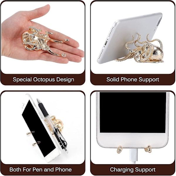 Bläckfisk mobiltelefonhållare - mobiltelefonbas i aluminiumlegering kreativ bläckfisk lat mobiltelefonborste och spela mobiltelefonhållare skrivbordsdekoration