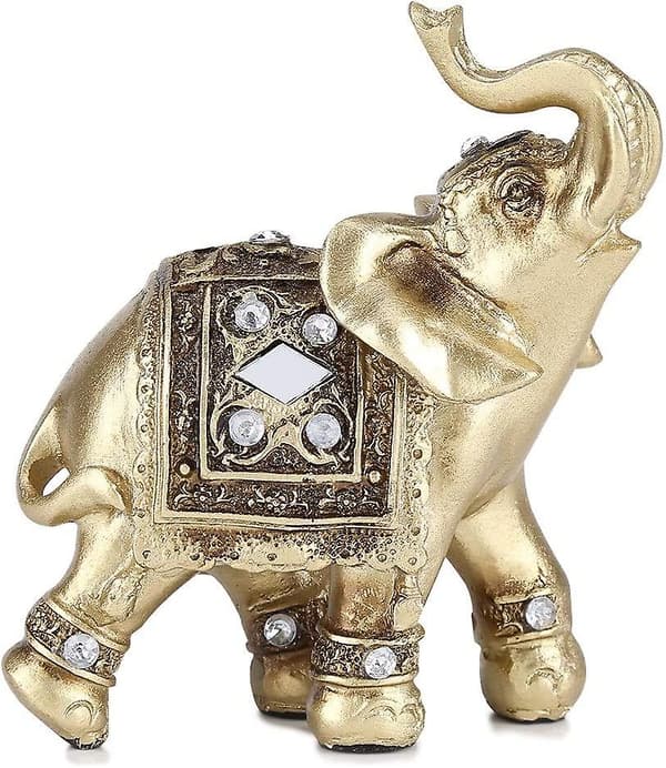 Elefantstatue, gull elegant elefant smykker formue heldig elefantstatue med snabel hevet hjem