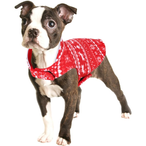 Klassisk julhundtröja, små och medelstora husdjurskläder för kallt väder, hundväst, hundvinterrockskostym, S-XL, röd-L