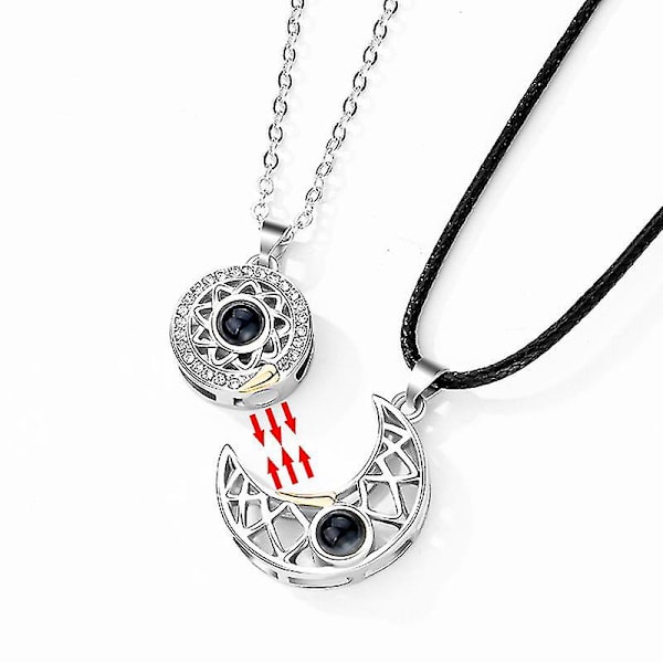 Evago Uusin aurinko-kuu-tähtipari kaulakoru magneetti keskinäinen vetovoima Ystävänpäivä riipus Choker（Kaksi väriä）
