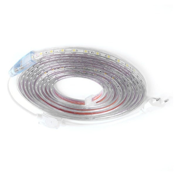 2024 LED-strips 5 meter lang 20W Fleksibilitet Kuttbar Vanntett LED-stripe Ambient Light Stripe EU-plugg 220V Hvitt lys