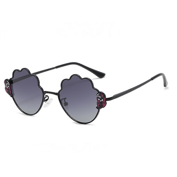 Den lilla sjöjungfrun barns solglasögon dammode metall solglasögon polariserade anti-uv solskydd solglasögon---grön ram svart och grå shee