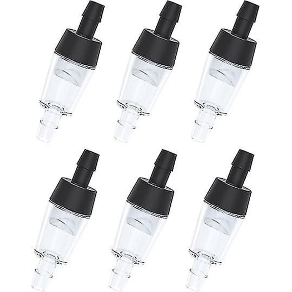 6 stk. Aquarium Envejs Check Ventiler Aquarium Luftpumpe Tilbehør, Sort