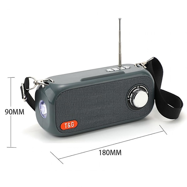 Bärbar Bluetooth-högtalare Trådlös Baspelare Fm Radio Utomhushögtalare Stöd Aux Tf Subwoofer Bärbar Högtalare (grå)