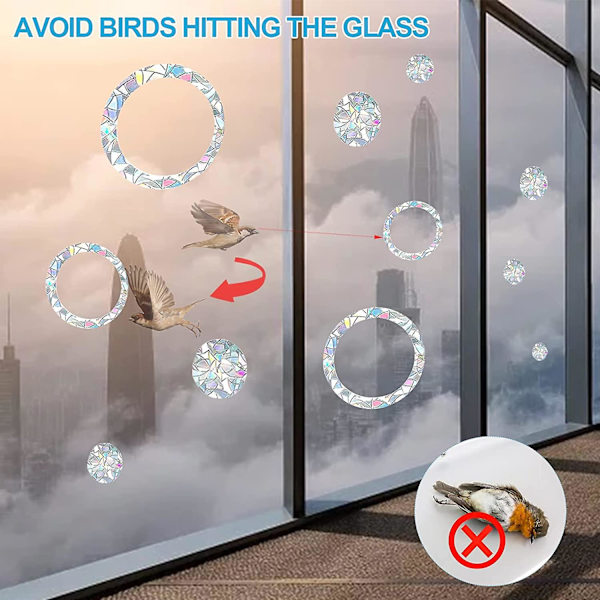 24 stk. Translucent Anti-Kollisions Vindue Stickers Statiske Fugle Anti-Kollisions Stickers Vindue Glas Stickers Fugle Aler Stickers
