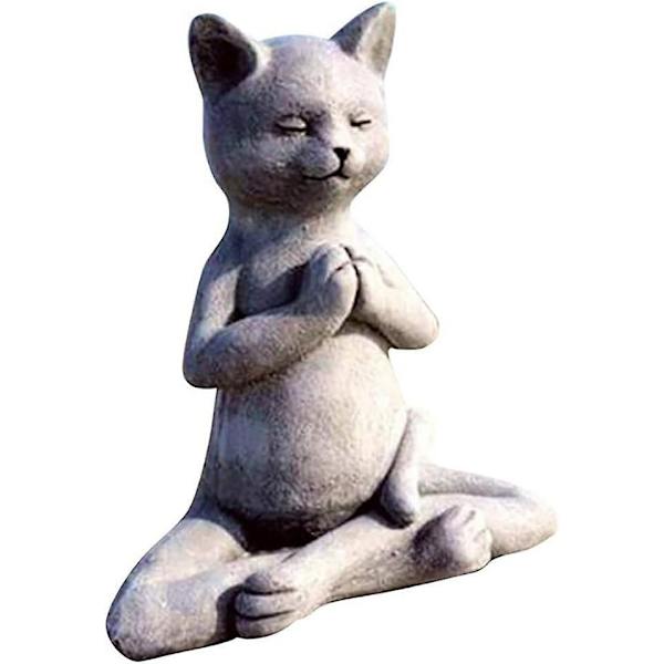 Buddha-kattstatuer, meditasjonskatt yogastillingsstatuer, vintage kunstdyrfigur Zen Buddha-kattstatue, kunstskulpturveggdekor 3d-statue for stue