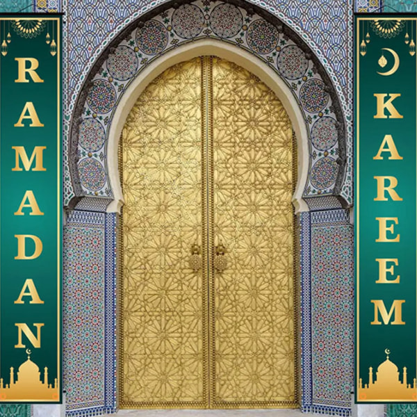 Dekorsats Eid verandaskylt Ramadan Banner Hängande dekor inomhus/utomhusdekor Eid Mubarak Mönster 7