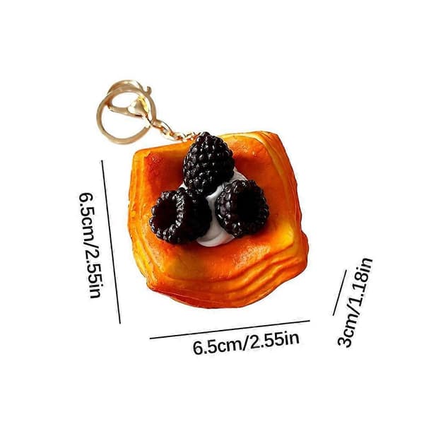 Brödnyckelring Stressleksak - Realistisk efterrätt, PU-material, Sorterade blackberries