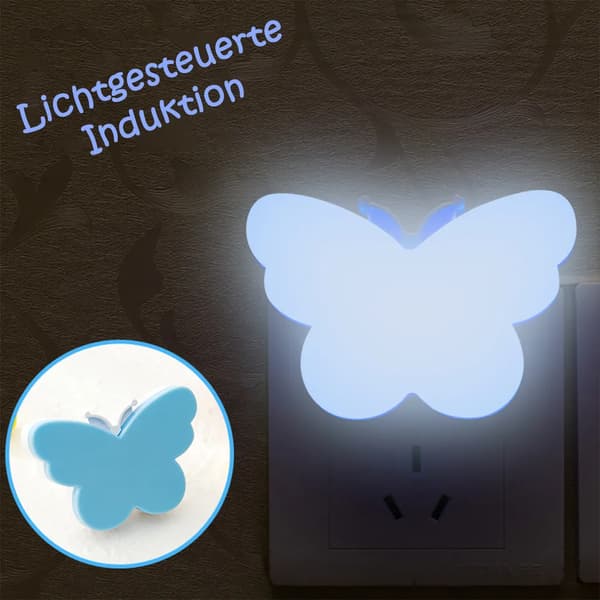 Natlys LED stjernenatlys, lyssensitiv, til stikkontakter, stjerner, stjerneform, 4-pak