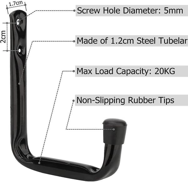 Garageförvaring Tunga J-krokar, 6-pack Väggmonterade Stålhängare (12cm X 10cm)