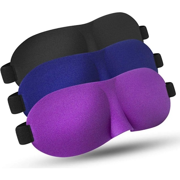 3 st Sovmask för Kvinnor & Män, Formad Ögonmask, Ögonbindel Sovmask & Blindel, Mer Utrymme för Ögonen, Tättare Passform på Nosen
