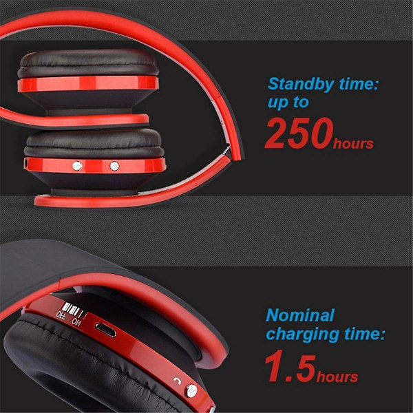 Foldbar trådløs Bluetooth-hodetelefoner Audio Gaming Headset Trådløs hodetelefon med mikrofon for telefon datamaskin(Svart)（Svart）