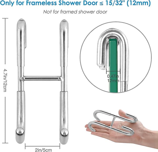Duschdörrkrokar (3-pack), över dörrkrokar för badrum ramlös glasdusch