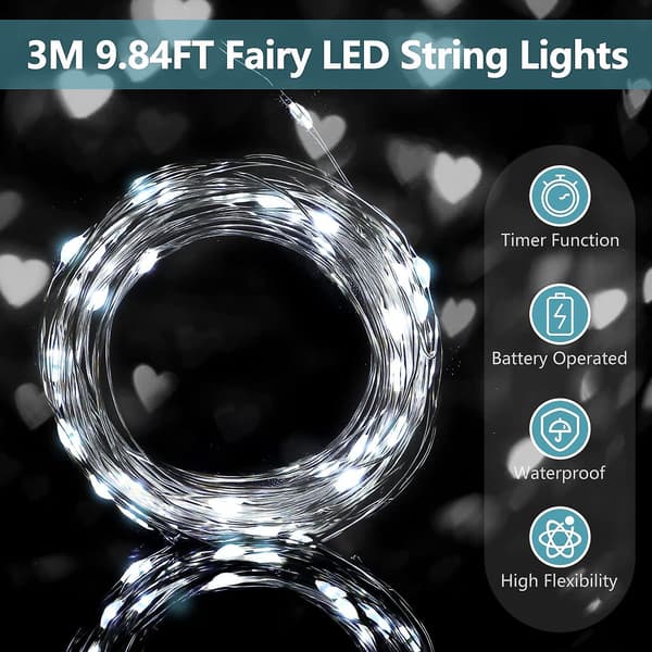 4st 3m 30leds Koppartråd Fairy Lights med Timer Vattentät