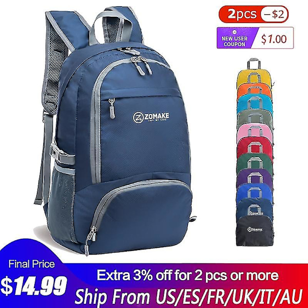 Zomake Lätt hopfällbar ryggsäck Vattentät Camping Vandring Daglig ryggsäck Liten Reseryggsäck För Kvinnor（30 - 40L，lila）
