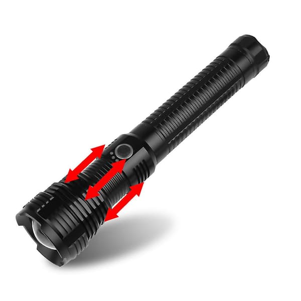 Tehokas LED-taskulamppu XHP70, USB-lataus latausnäytöllä (A)