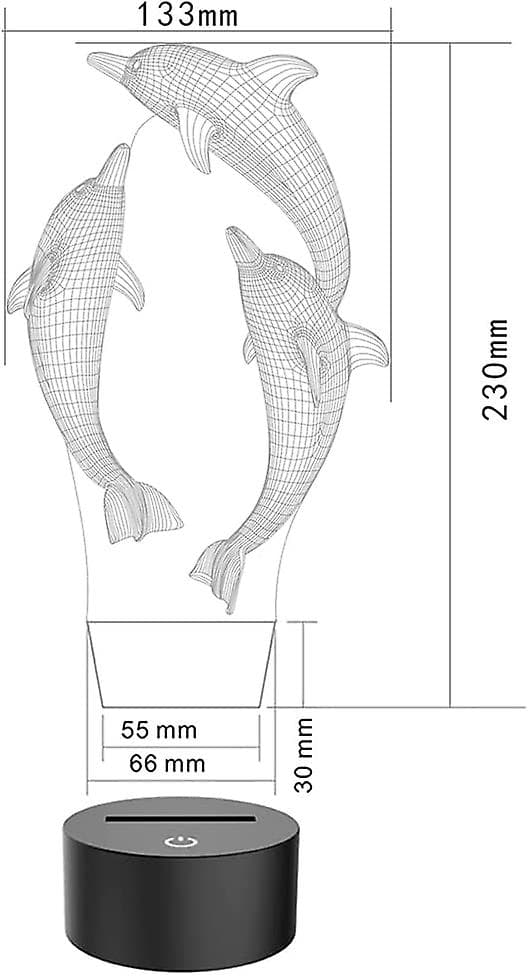 Dyr Delfin Natlys 3d Illusion Lampe Til Børn, 7 Farver Usb Touch Skrivebordslamper