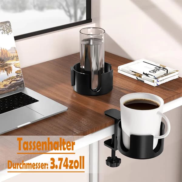 2 stk. bordklemme koppholder, koppholder for kopper opptil 3,74 tommer