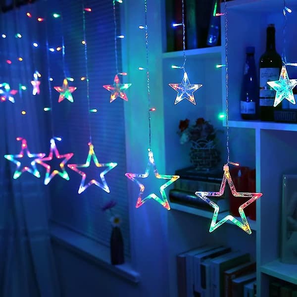 Eventyrlys med 12 stjerner 8 moduser vindu gardinlys eventyrlys til jul