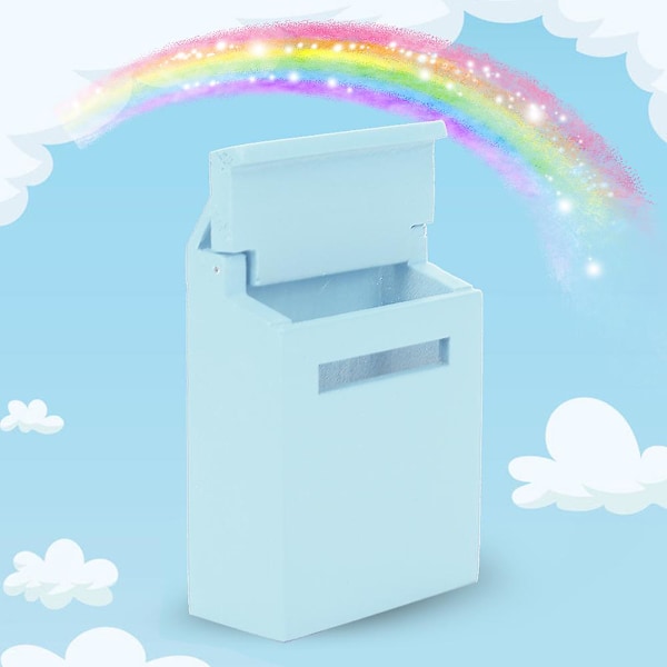 1:12 Mini-nukkekodin koriste Villa-tarvikkeet Värillinen puinen postilaatikko Käännettävä postilaatikko Sininen