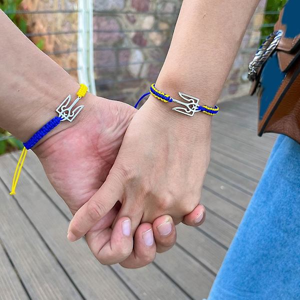 Handgjord vävd Ukraina armband kvinnor par smycken flätade strängarmband（C）